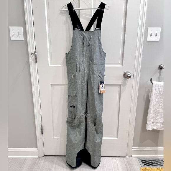 🦋THE NORTH FACE Freedom Insulated Bib Womens Pants Medium Grey Heather SzLarge - Picture 2 of 14